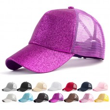 Fashion Mujers Ponytail Baseball Cap Sequins Shiny Snapback Hip Hop Hat Sun Caps  eb-40480816